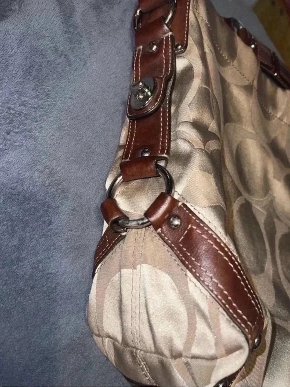 Coach Hobo Bag in Khaki and Brown Signature Canvas